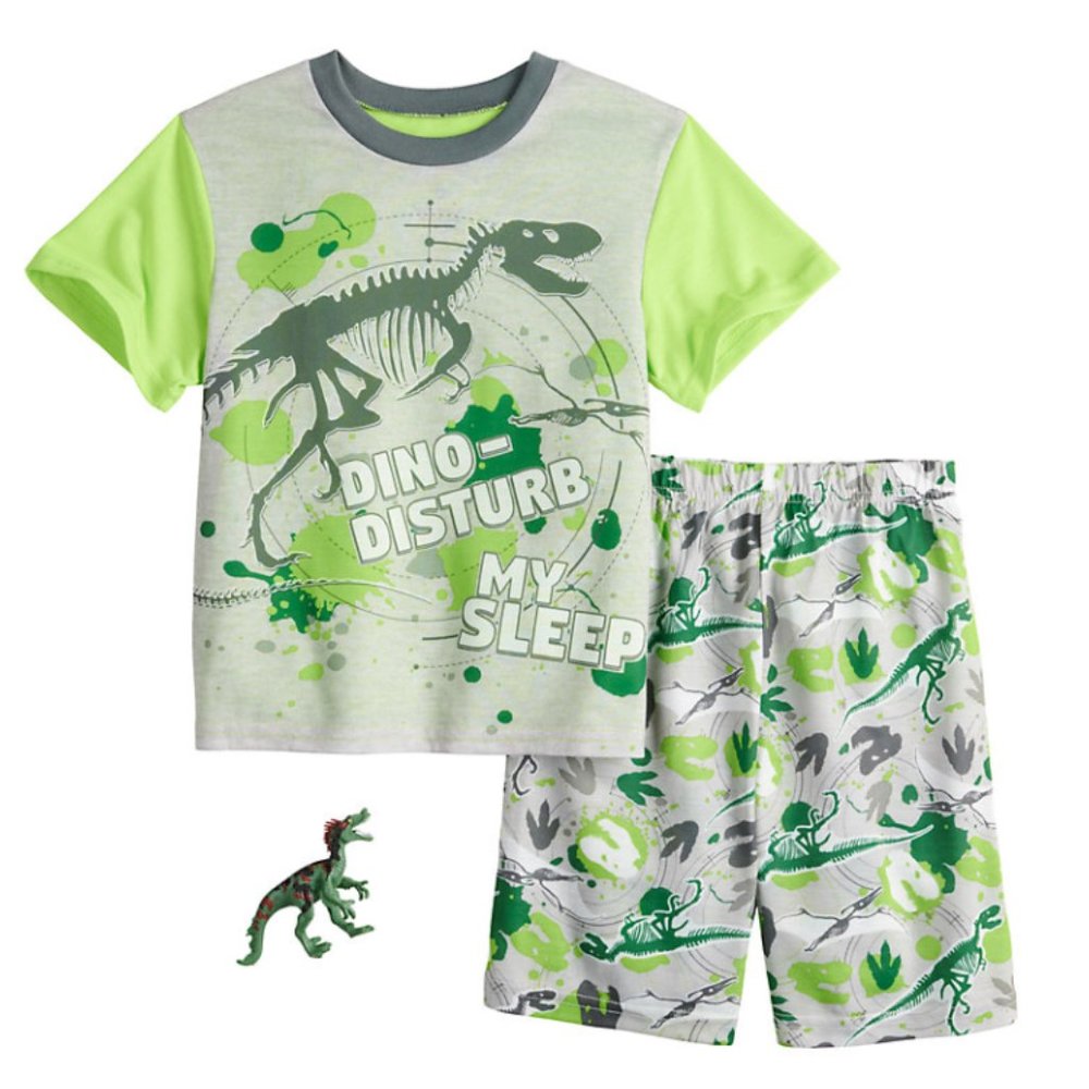 Up-Late - Boys Tee & Shorts Pajama Set - Dino